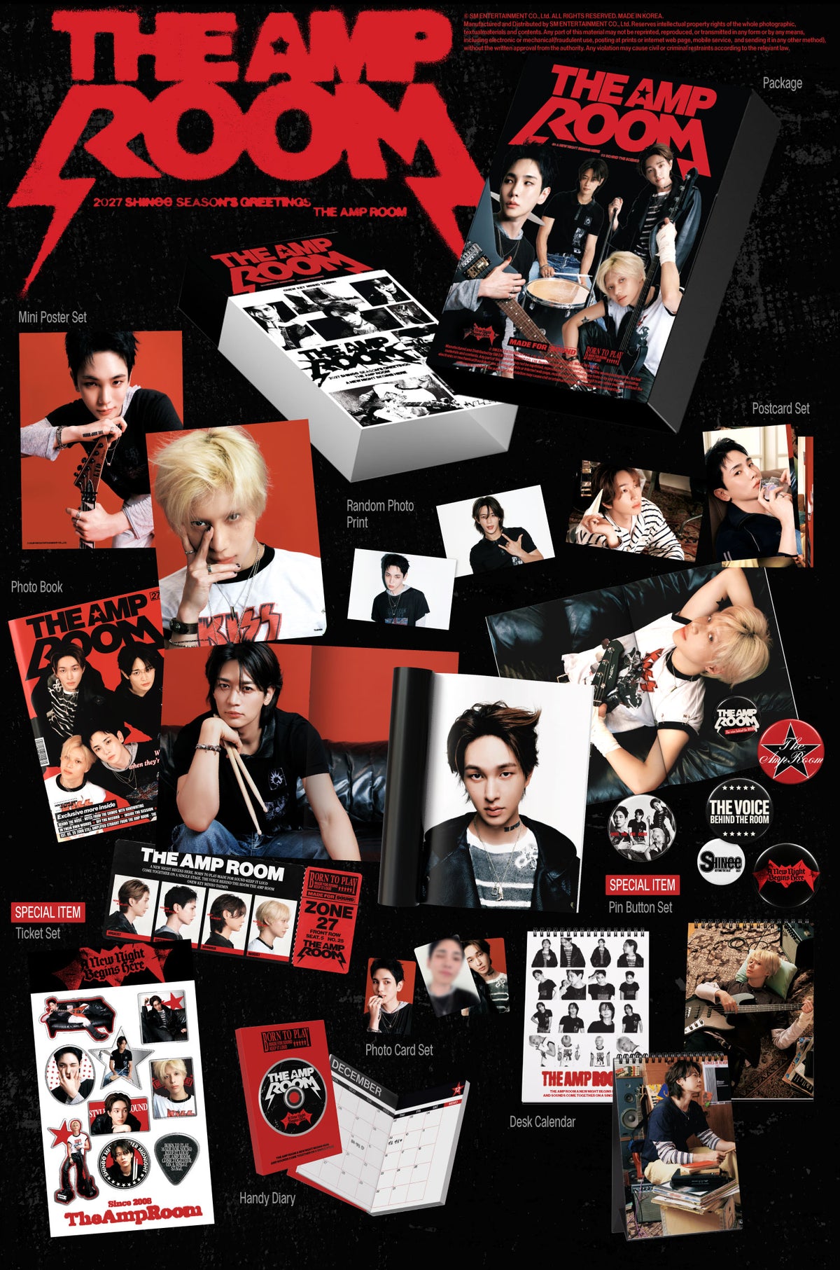 SHINee - THE AMP ROOM 2027 Season's Greetings + POB or Wall Calendar