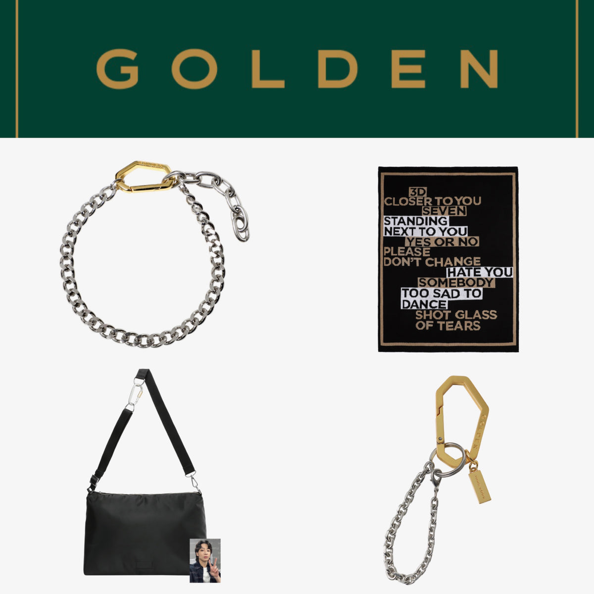 BTS JUNGKOOK GOLDEN ショルダーバッグ BTS JUNGKOOK - GOLDEN OFFICIAL MERCH SHOULDER BAG – K-COSMO