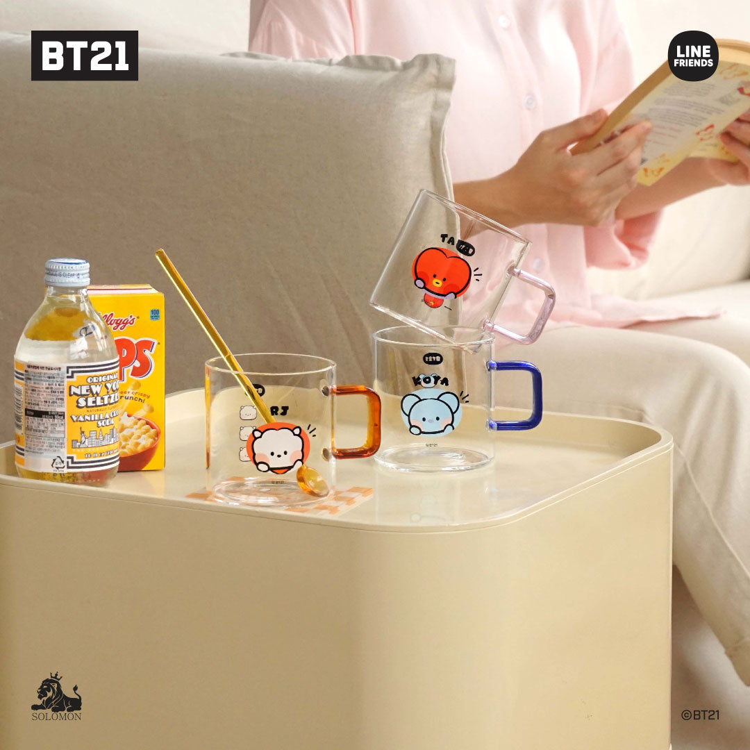 Official Bt21 Wood Monitor Stand selling - COOKY & Official Bt21 Minini Glass Cup - MANG