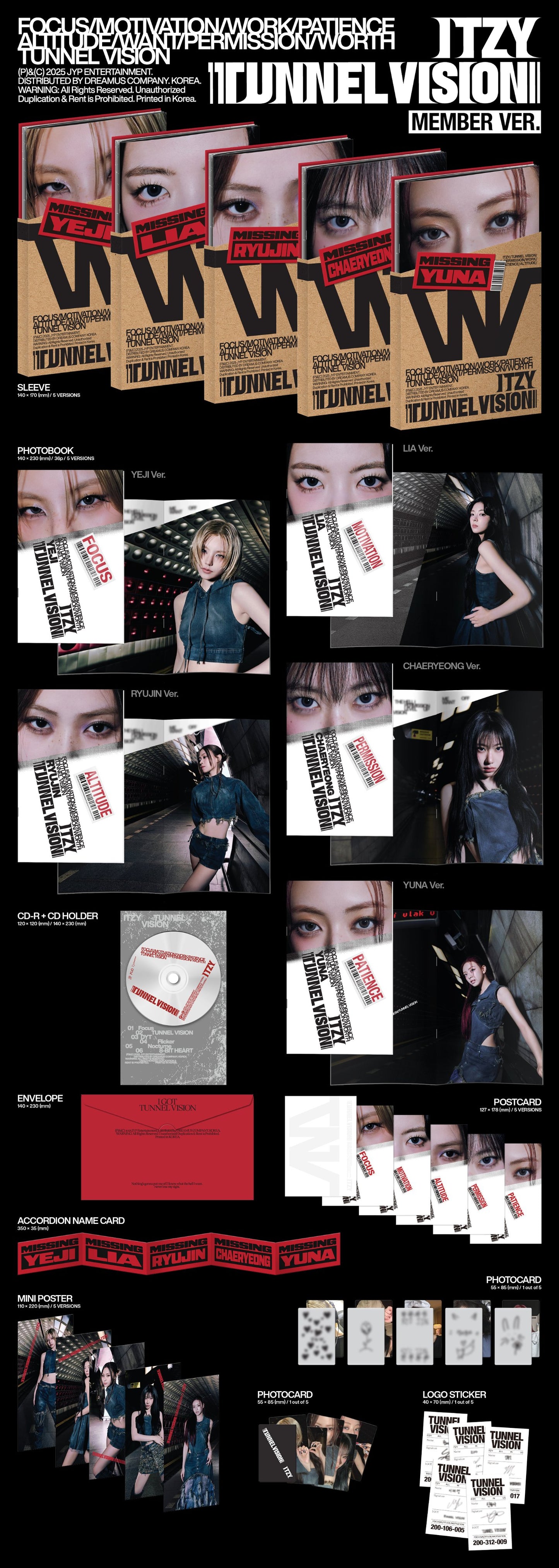 ITZY - TUNNEL VISION 11th Mini Album MEMBER Ver