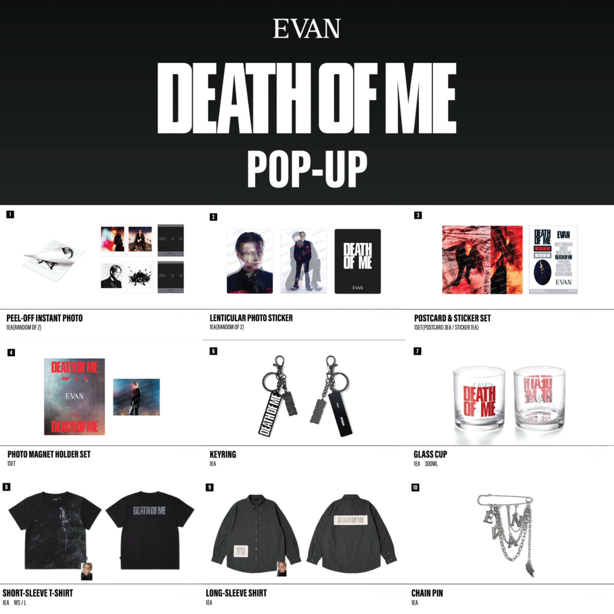 EVAN 1st Mini Album DEATH OF ME POP-UP Official MD
