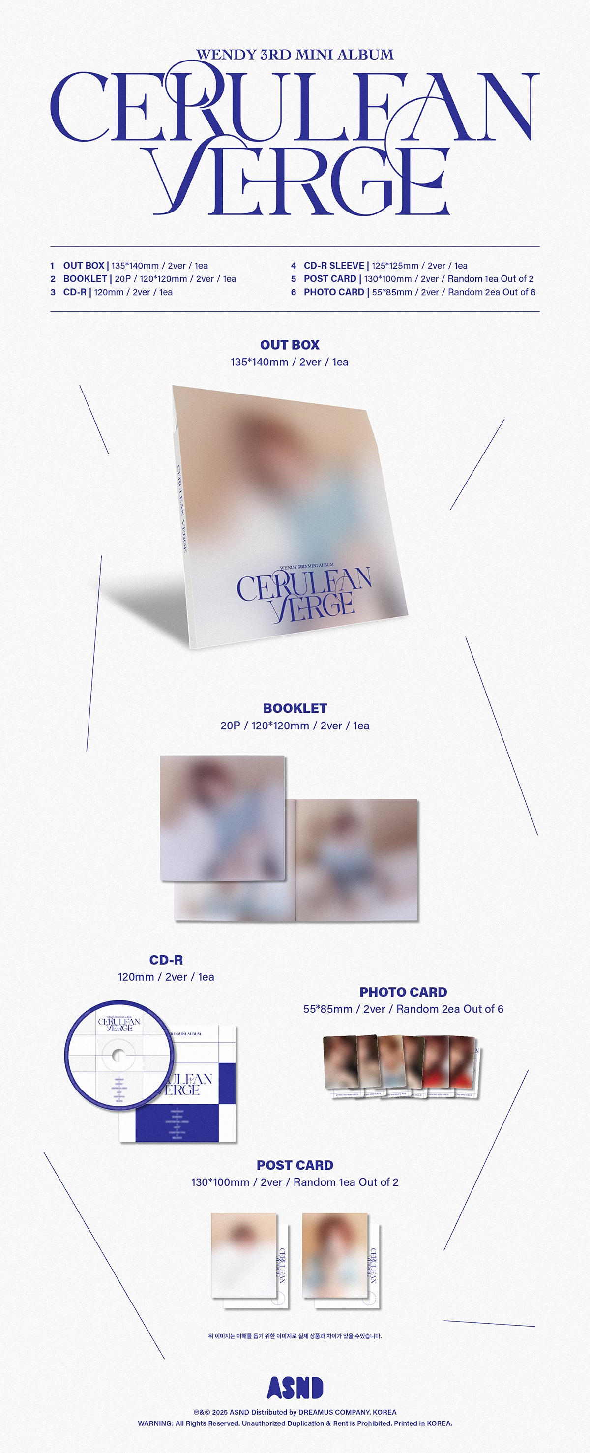 RED VELVET WENDY - CERULEAN VERGE 3rd Mini Album DIGIPACK Ver