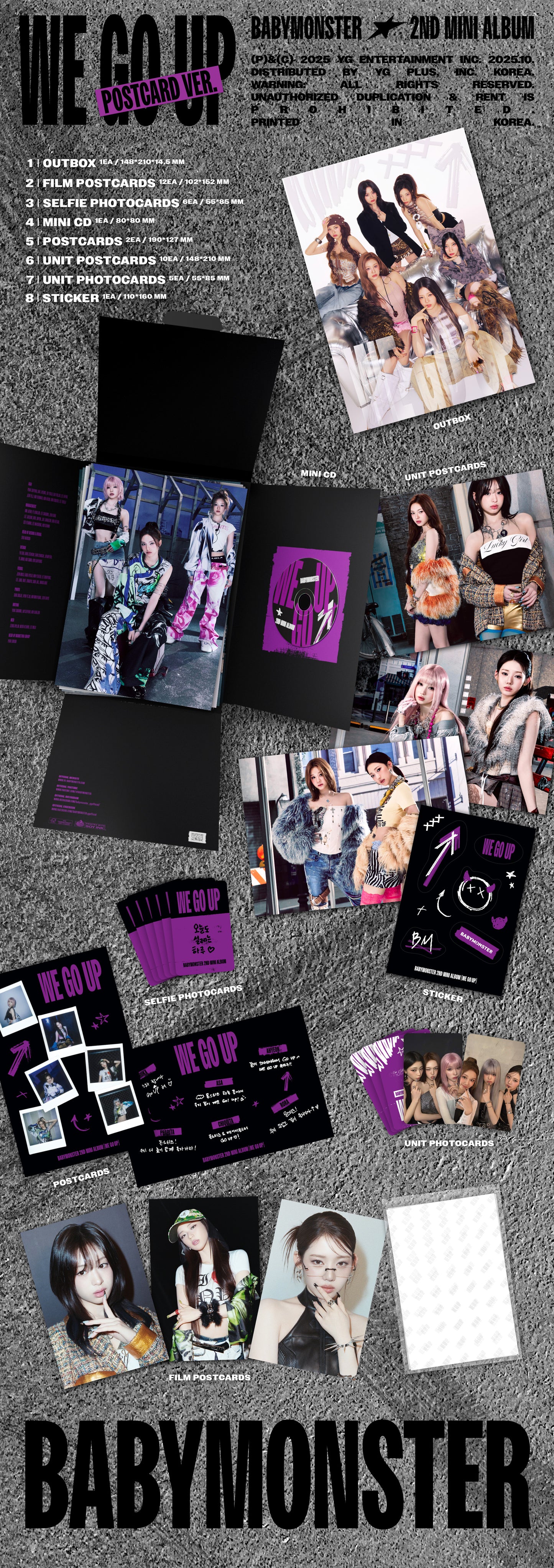 BABYMONSTER - WE GO UP 2nd Mini Album POST CARD Ver