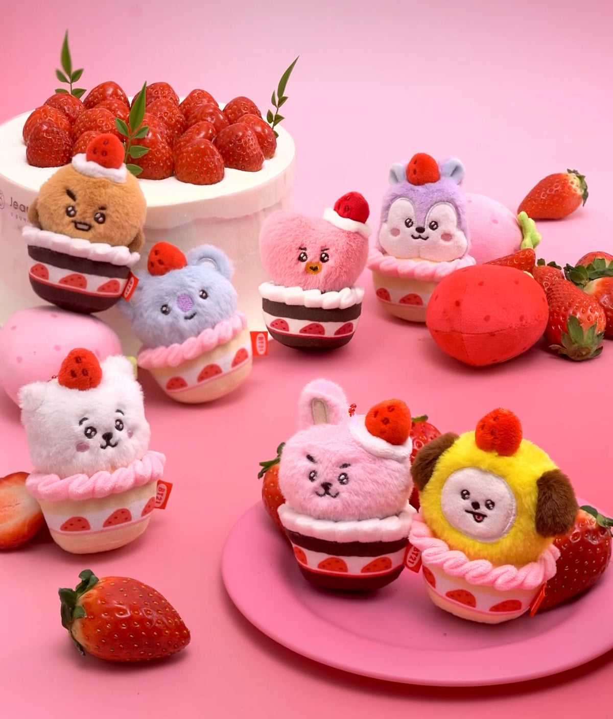 BT21 Official Strawberry Party Plush Keyring
