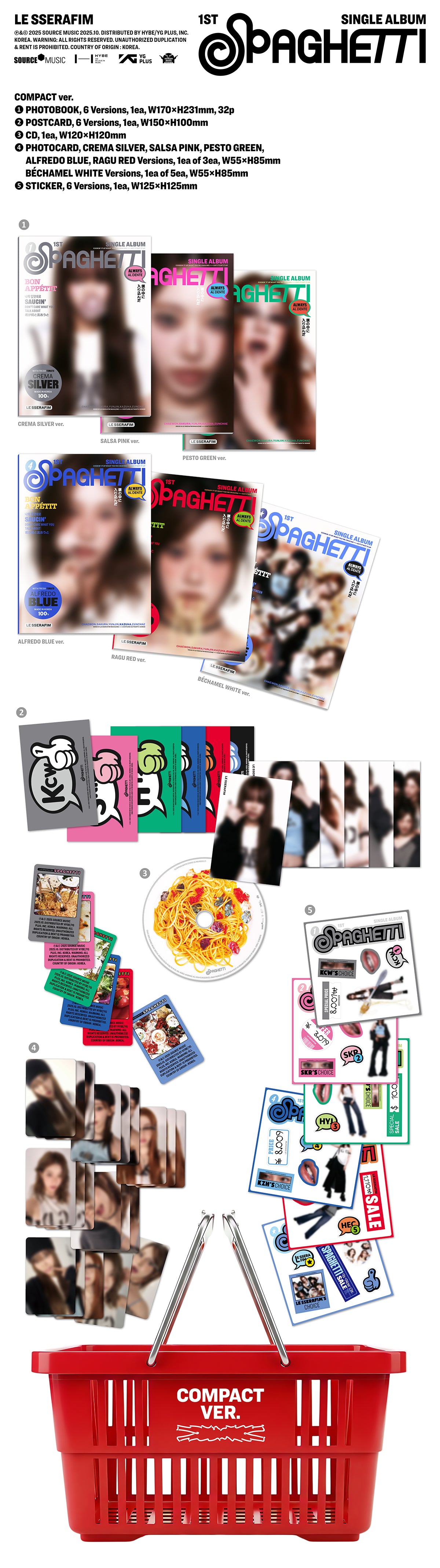 LE SSERAFIM - SPAGHETTI 1st Single Album COMPACT Ver.