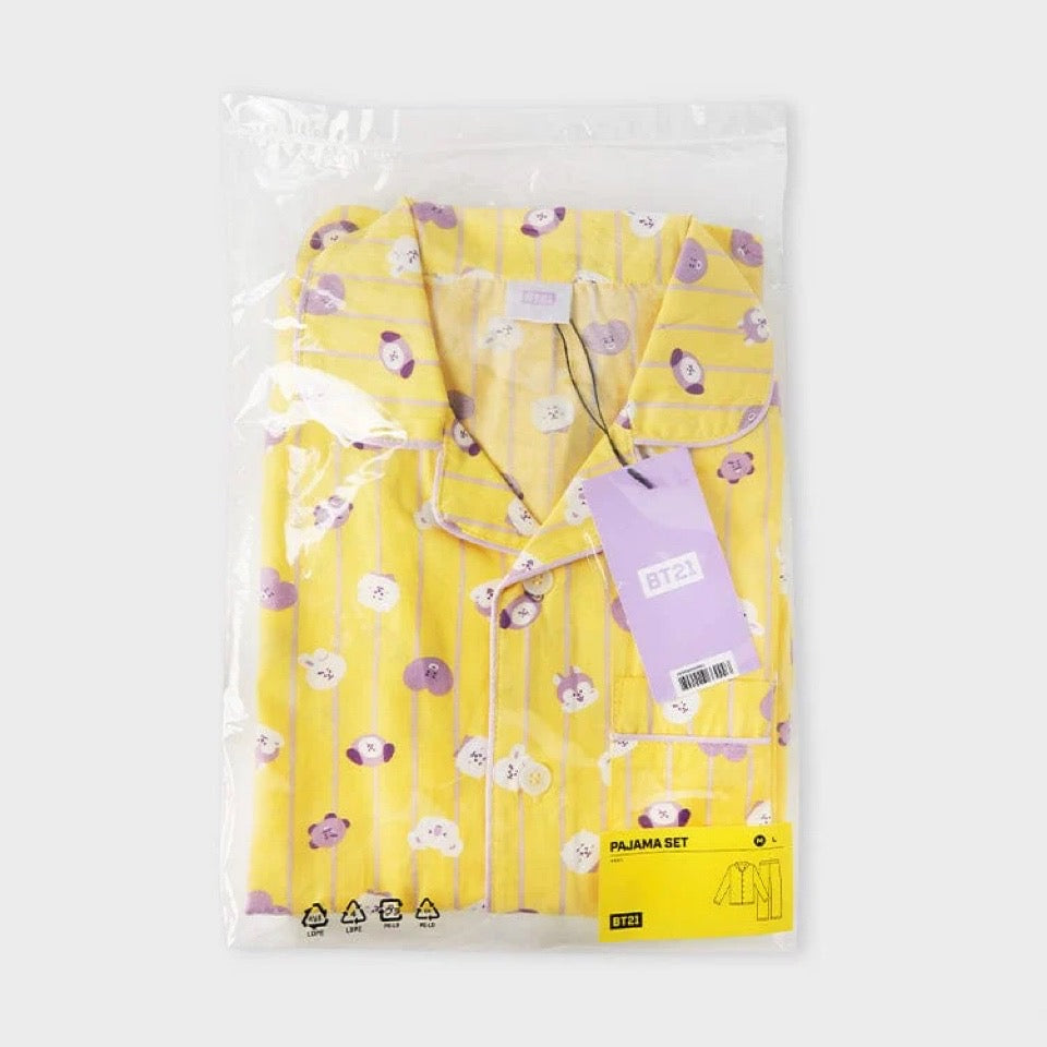 BT21 Official Basic Yellow Stripe Pajama Set K STAR