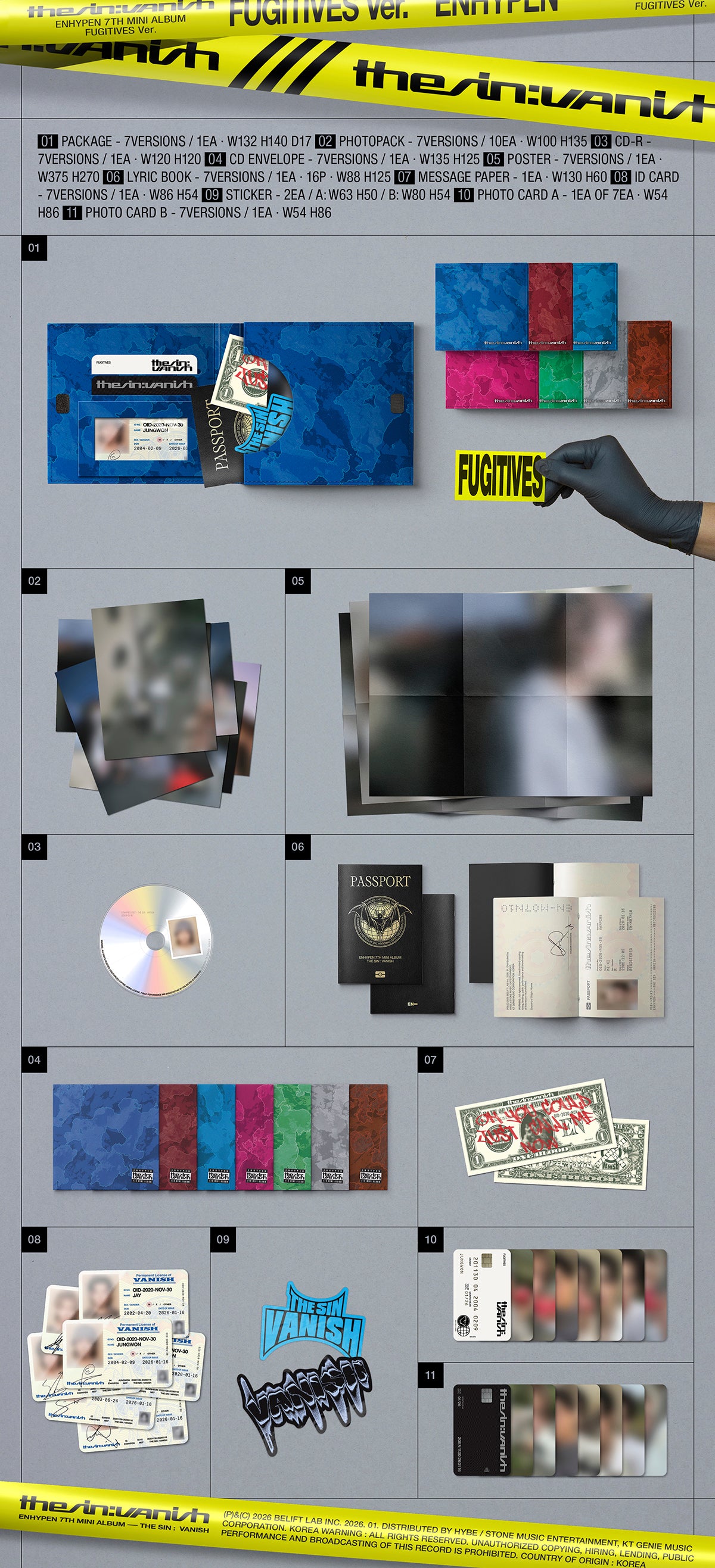 ENHYPEN - THE SIN : VANISH 7th Mini Album FUGITIVES Ver