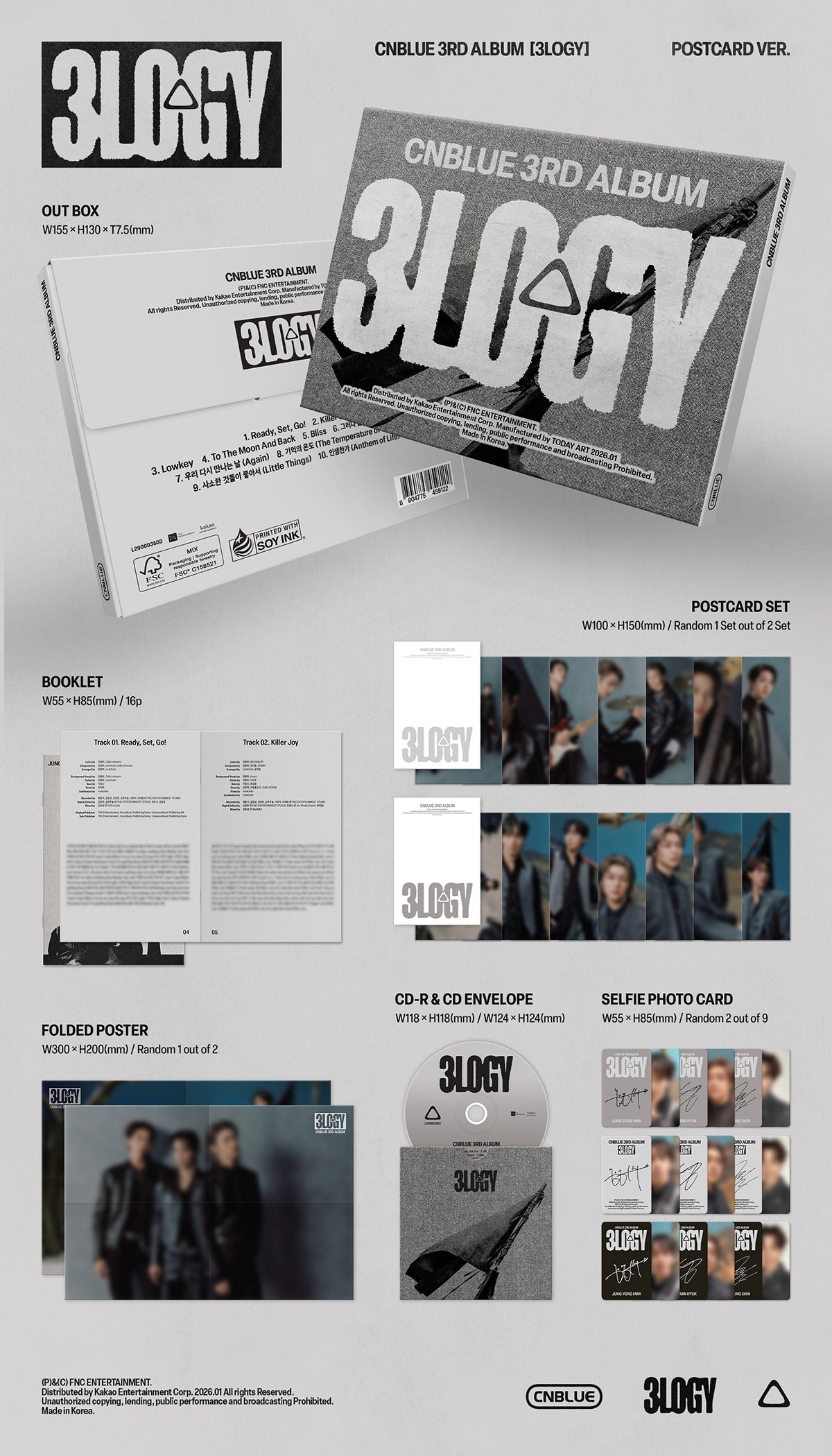 CNBLUE - 3LOGY 3rd Album POSTCARD Ver