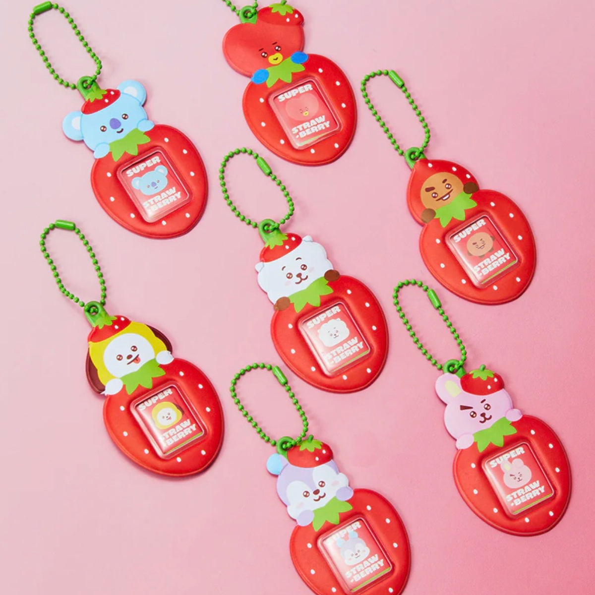 BT21 Official Strawberry Party Mini Photo Holder Keyring