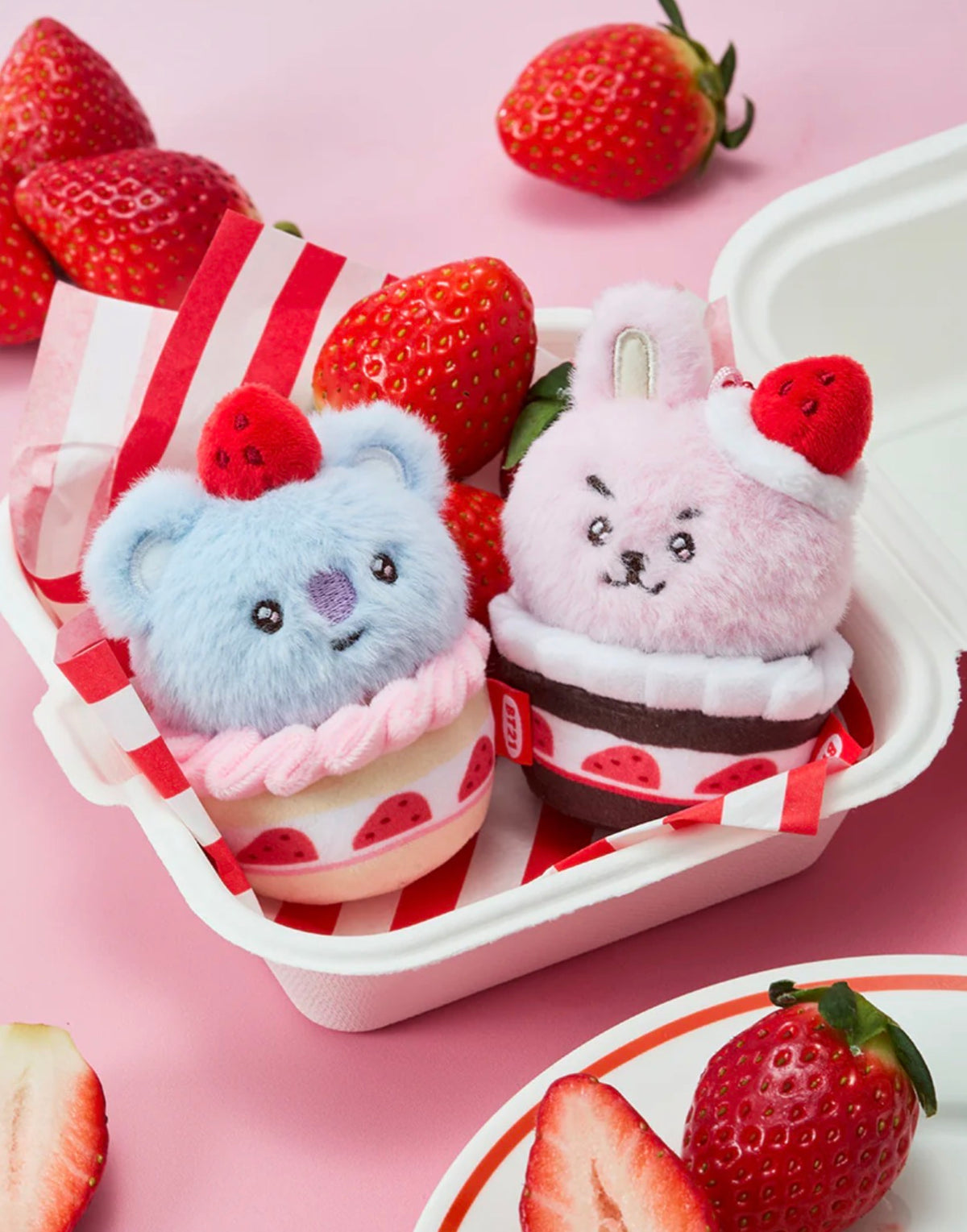 BT21 Official Strawberry Party Plush Keyring