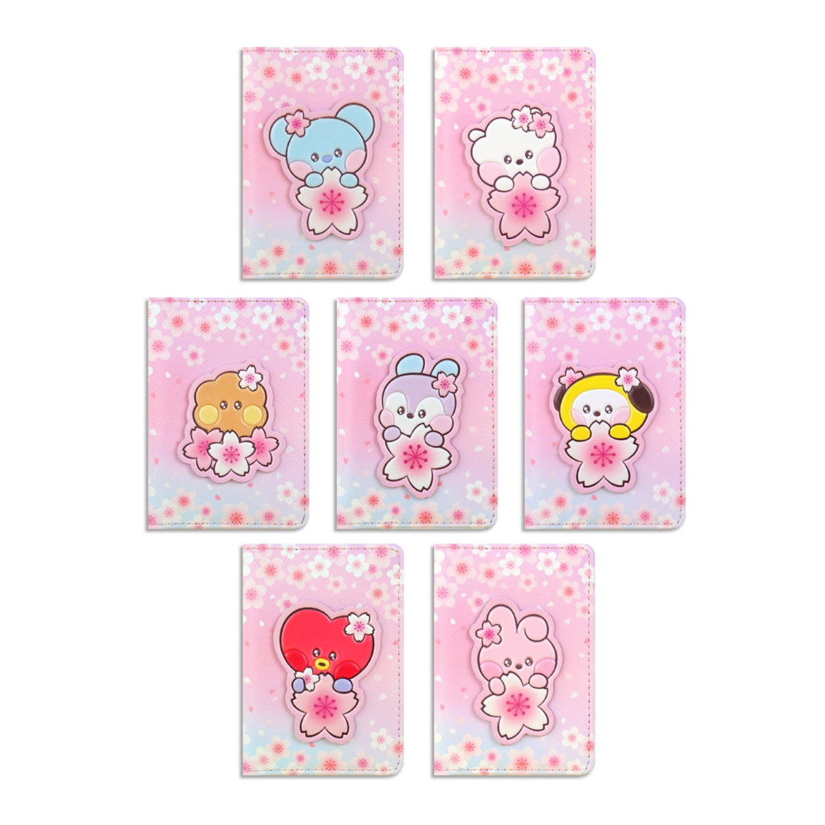 BT21 Minini Official Leather Patch Card Case Cherry Blossom Ver