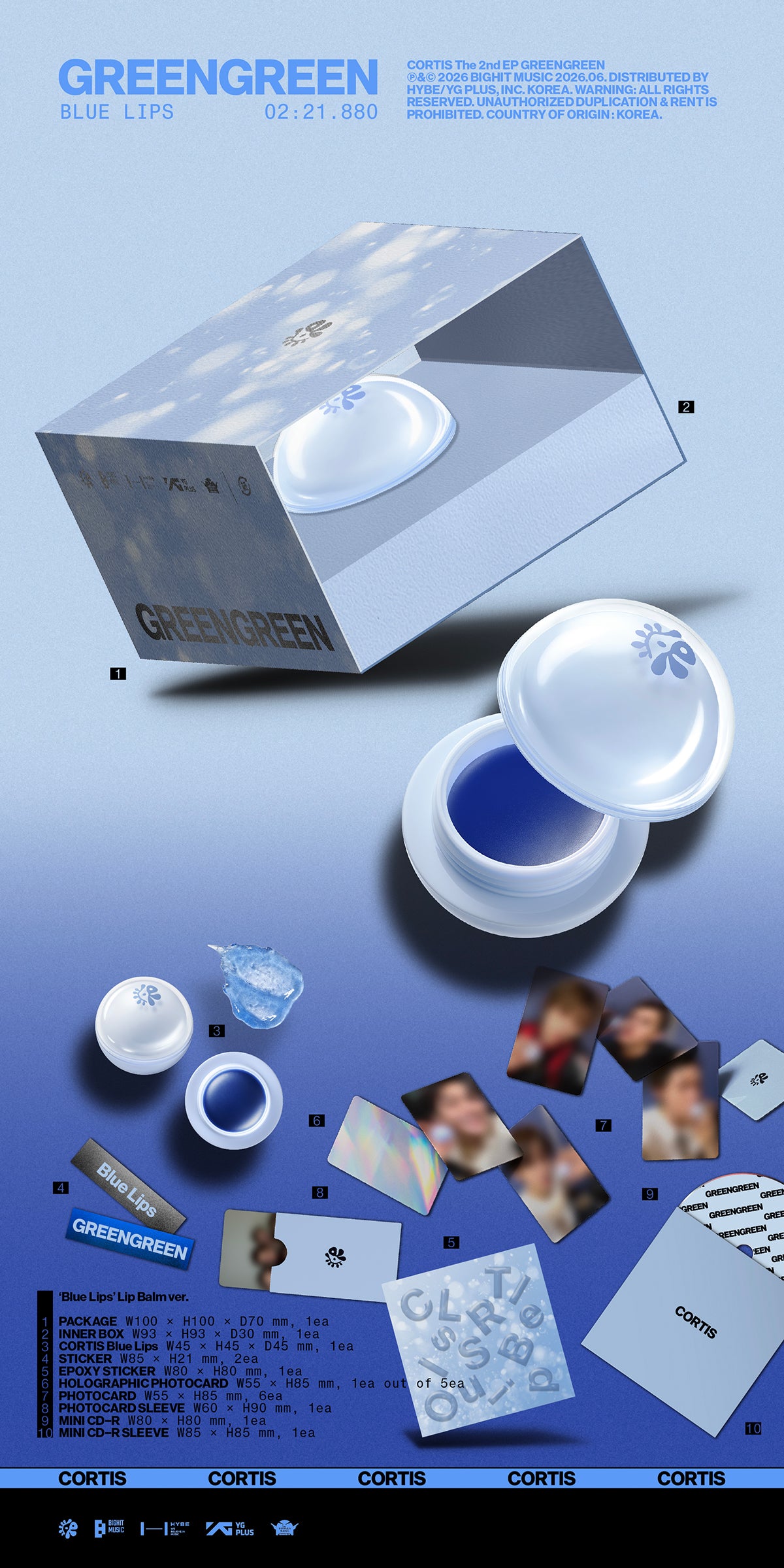 CORTIS - GREENGREEN 2nd EP Album BLUE LIPS LIP BALM Ver