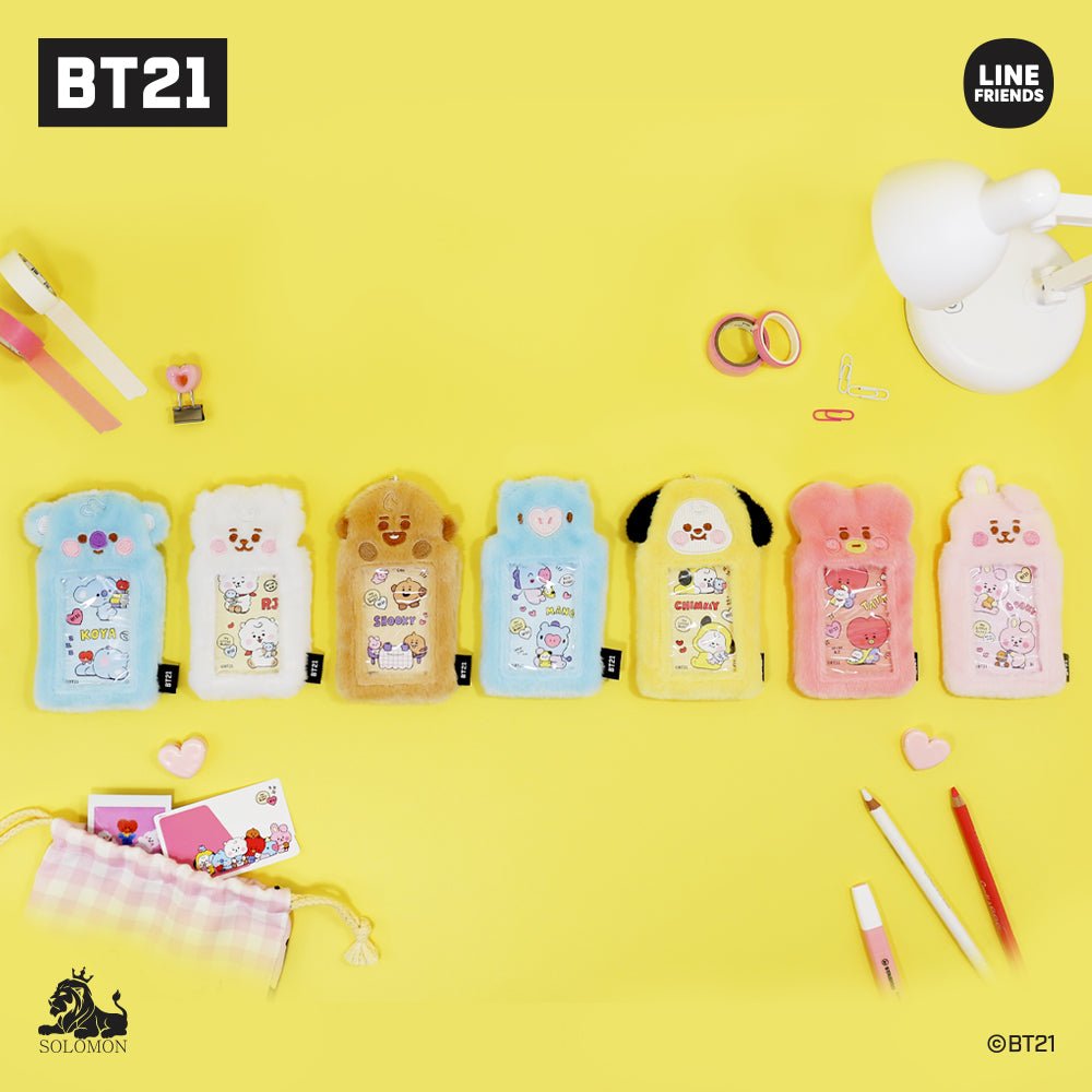 BT21 JAPAN Baby Official Fluffy Photocard Holder Keyring – K-STAR