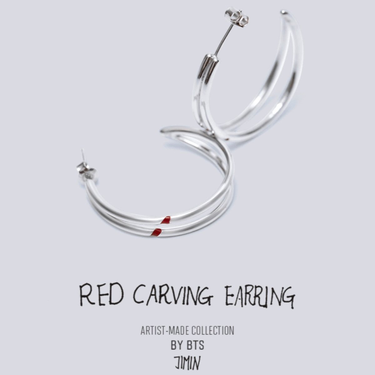 [JIMIN] RED CARVING EARRING