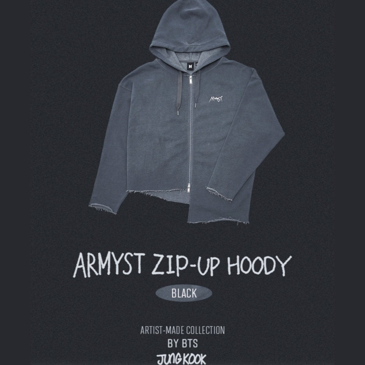 買い物をお JUNG KOOK ARMYST ZIP-UP HOODY BLACK | www.artfive.co.jp