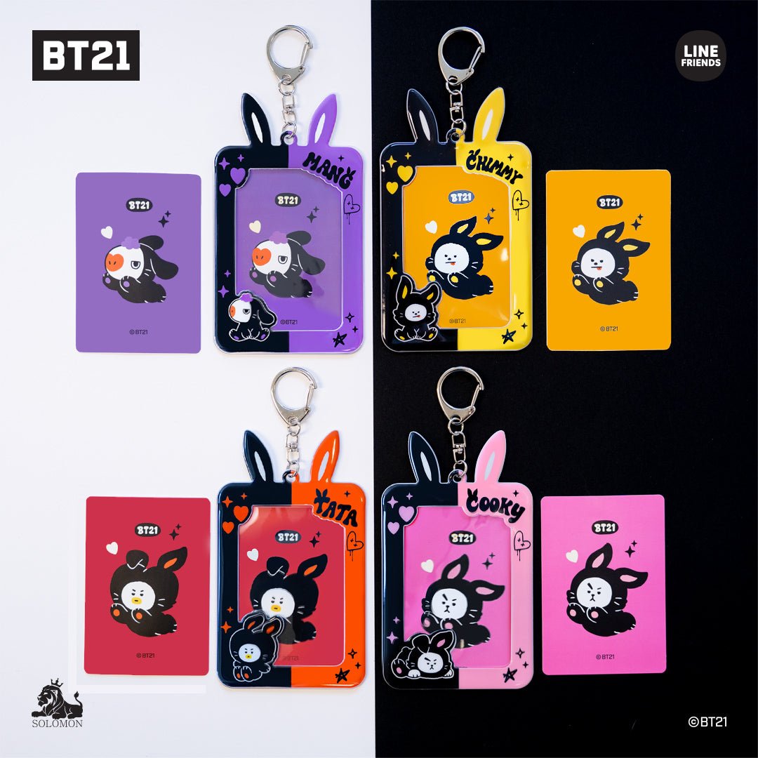 BT21 BLACK RABBIT フォトカードキーホルダー7種類セット BT21 JAPAN] BT21 Black Rabbit Photocard Key Holder – K-STAR