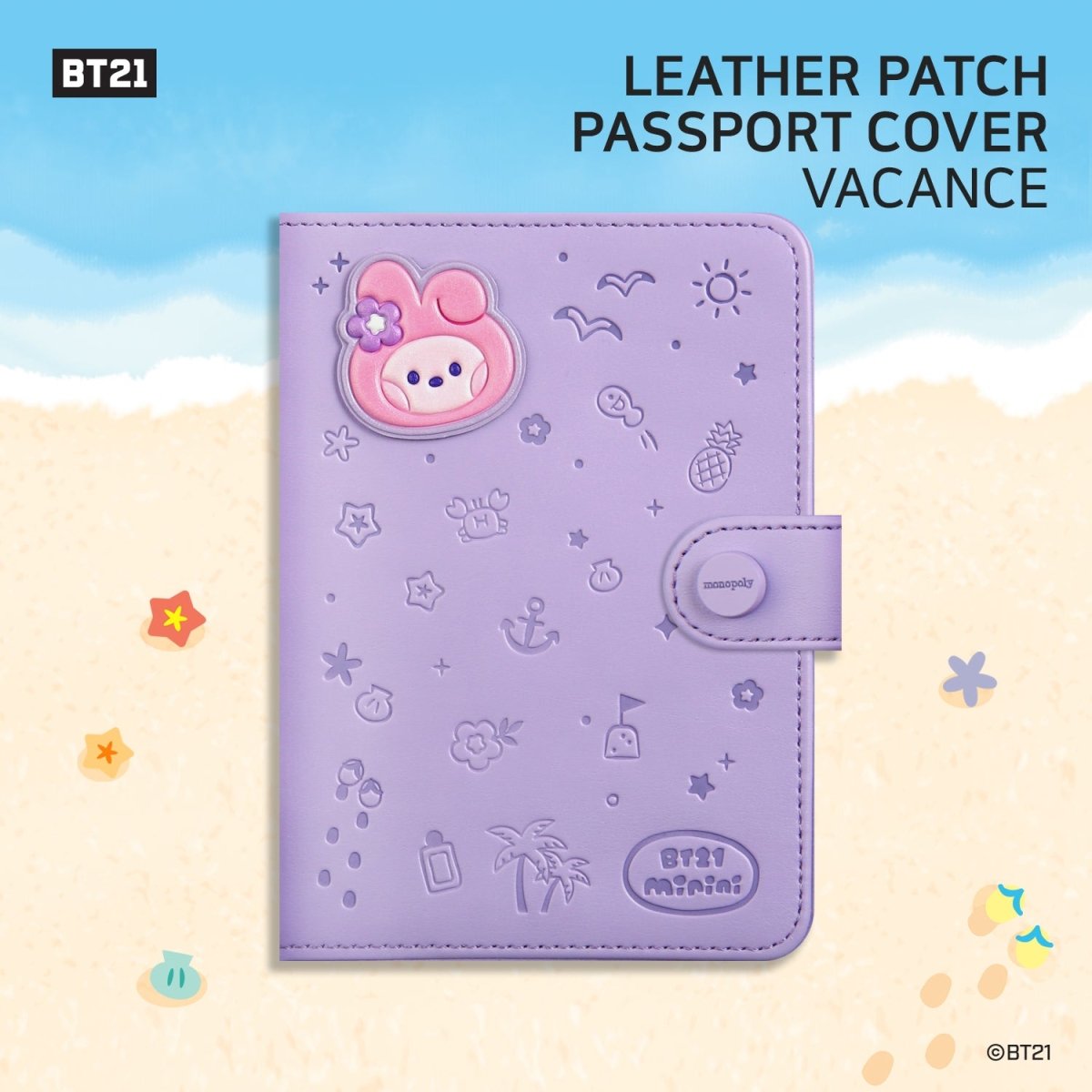 BT21 Minini Mang Leather Patch Passport Holder Cover