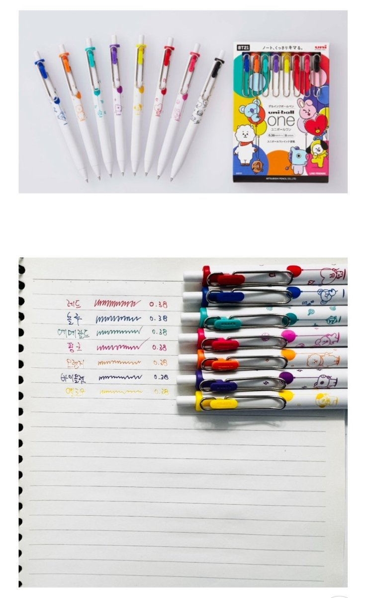 BT21 Official UNI-BALL 0.38mm 8 Colors SET - K-STAR