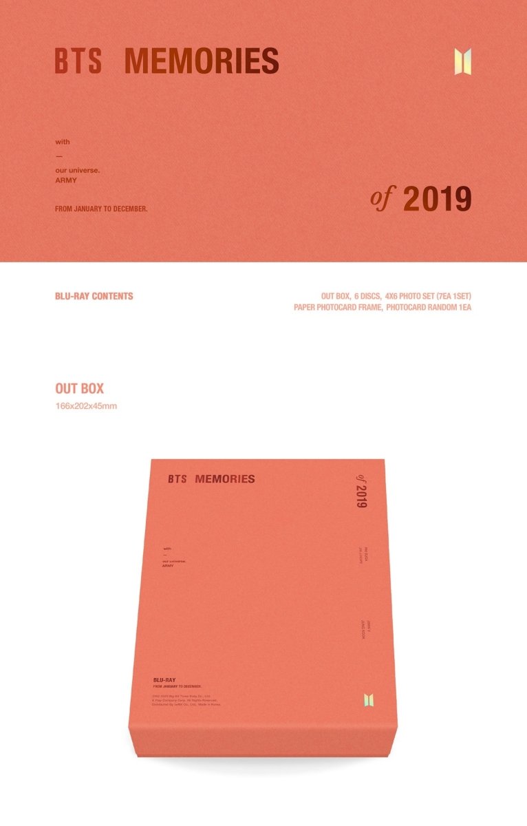 BTS MEMORIES OF 2019 Blu-Ray (Free Express Shipping)