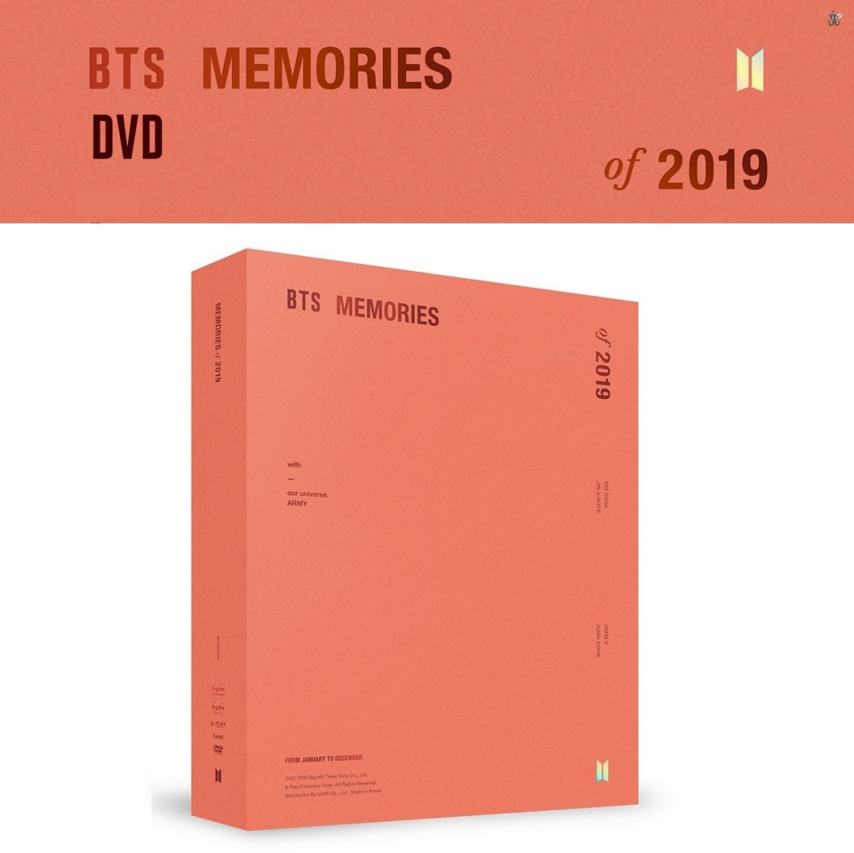 BTS MEMORIES OF 2019 DVD (Free Express Shipping)