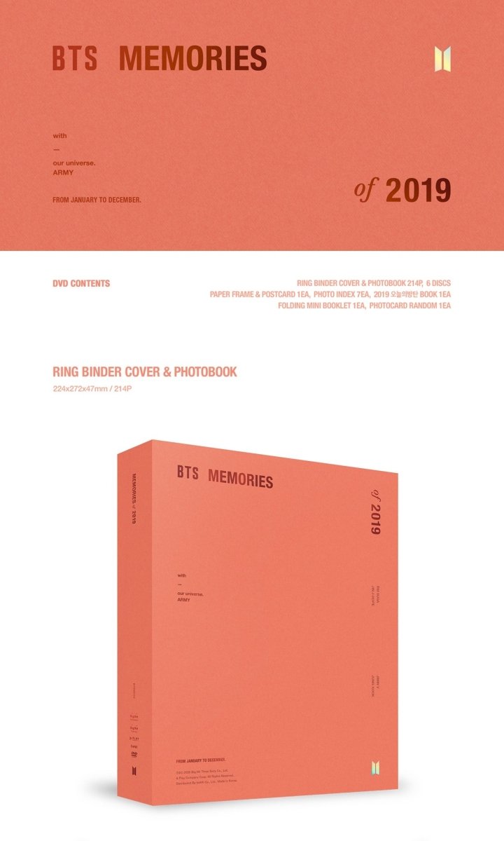 BTS MEMORIES OF 2019 DVD (Free Express Shipping)