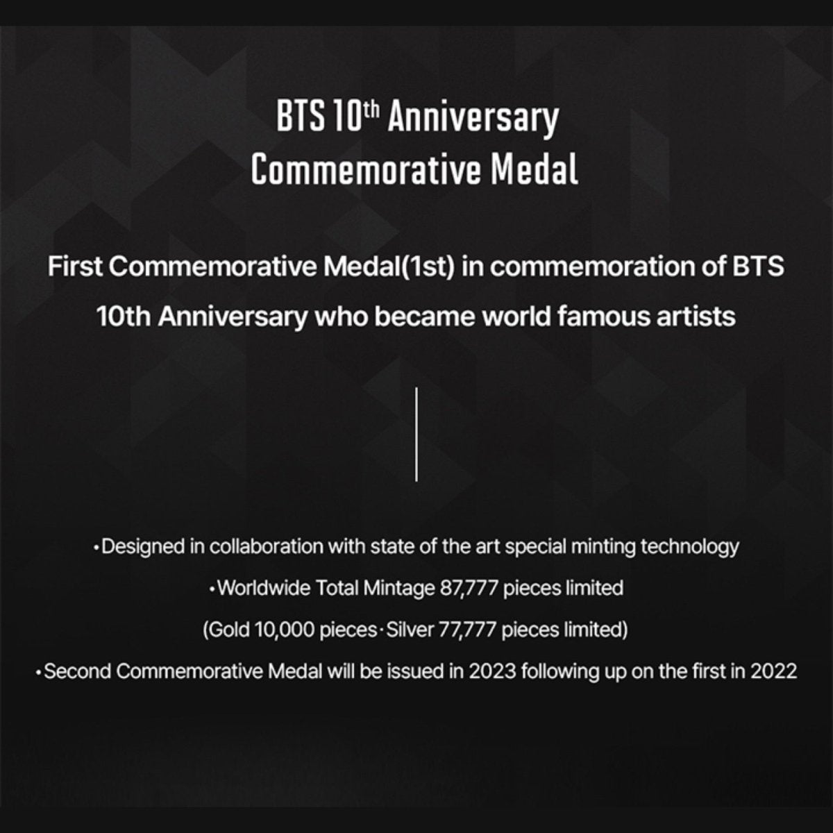 公式、新品、未使用、BTS 10周年 記念 メタル (シルバー 1/2オンス) BTS OFFICIAL 10TH ANNIVERSARY MEDAL (SILVER 1/2 OZ) - APR