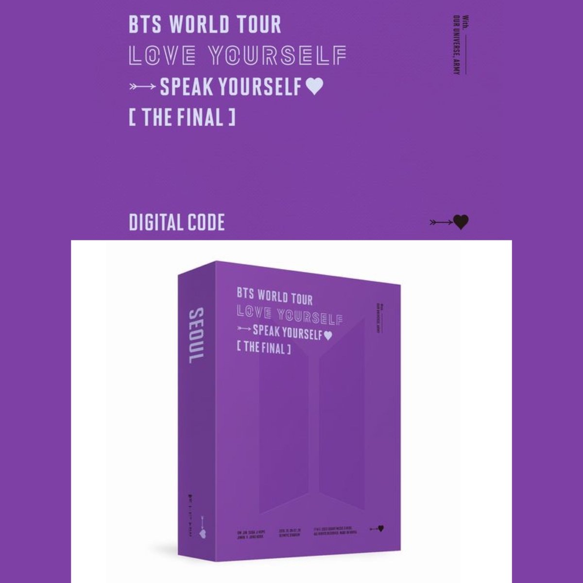 BTS OFFICIAL World Tour Love Yourself: SPEAK YOURSELF THE FINAL DIGITAL CODE