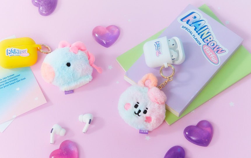 LINE X BT21] BT21 Face Doll Bag Charm Rainbow Fur Series – K-STAR