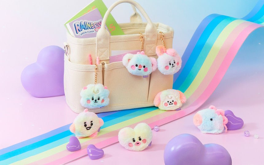 LINE X BT21] BT21 Face Doll Bag Charm Rainbow Fur Series – K-STAR