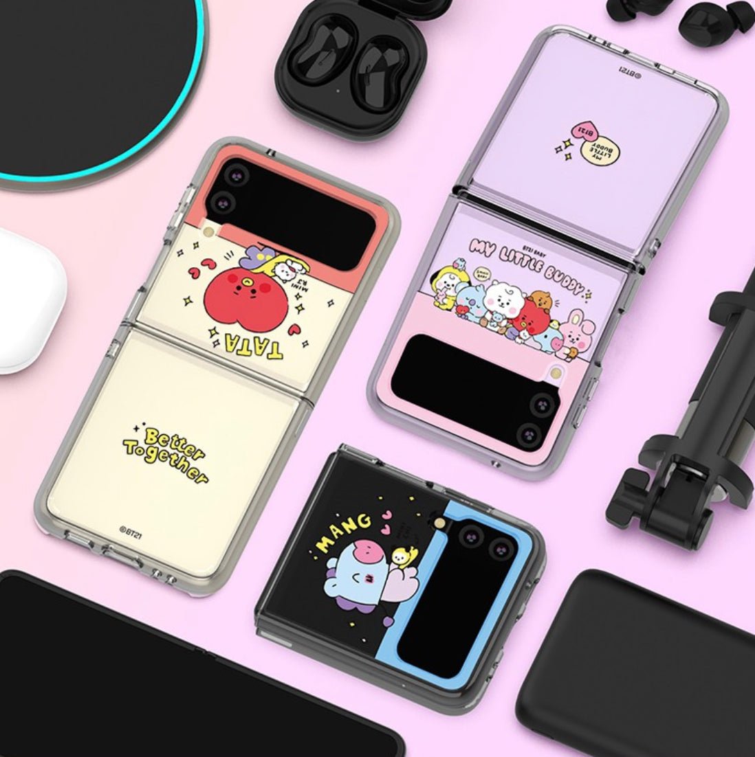 LINE X BT21] BT21 My Little Buddy Galaxy Z FLIP 3 Clear Reinforced Ph –  K-STAR
