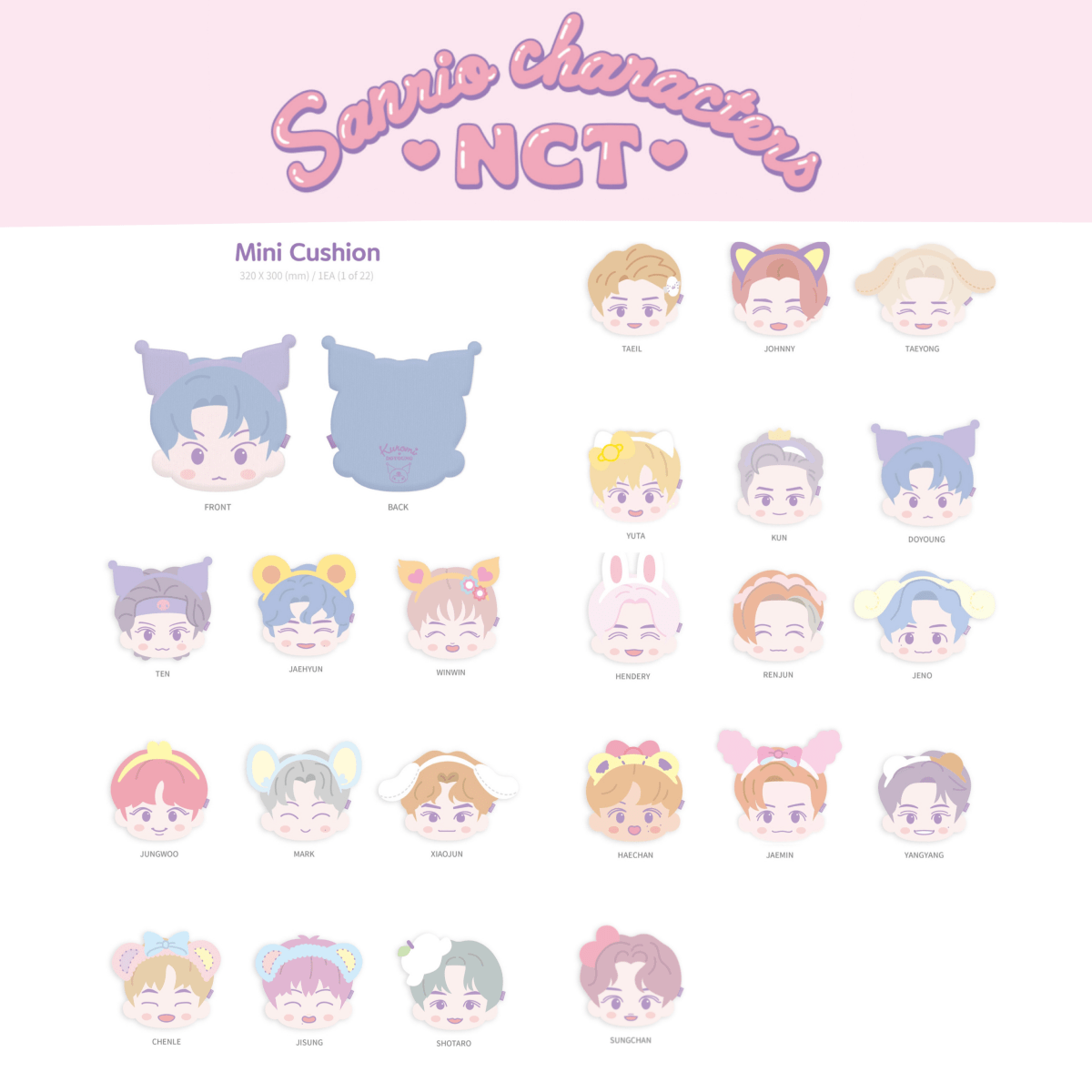 NCT x SANRIO TOWN Official Face Cushion 30cm – K-STAR