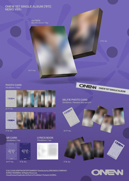 SHINee ONEW - ILLUSION 착각 1st Single Album NEMO Ver