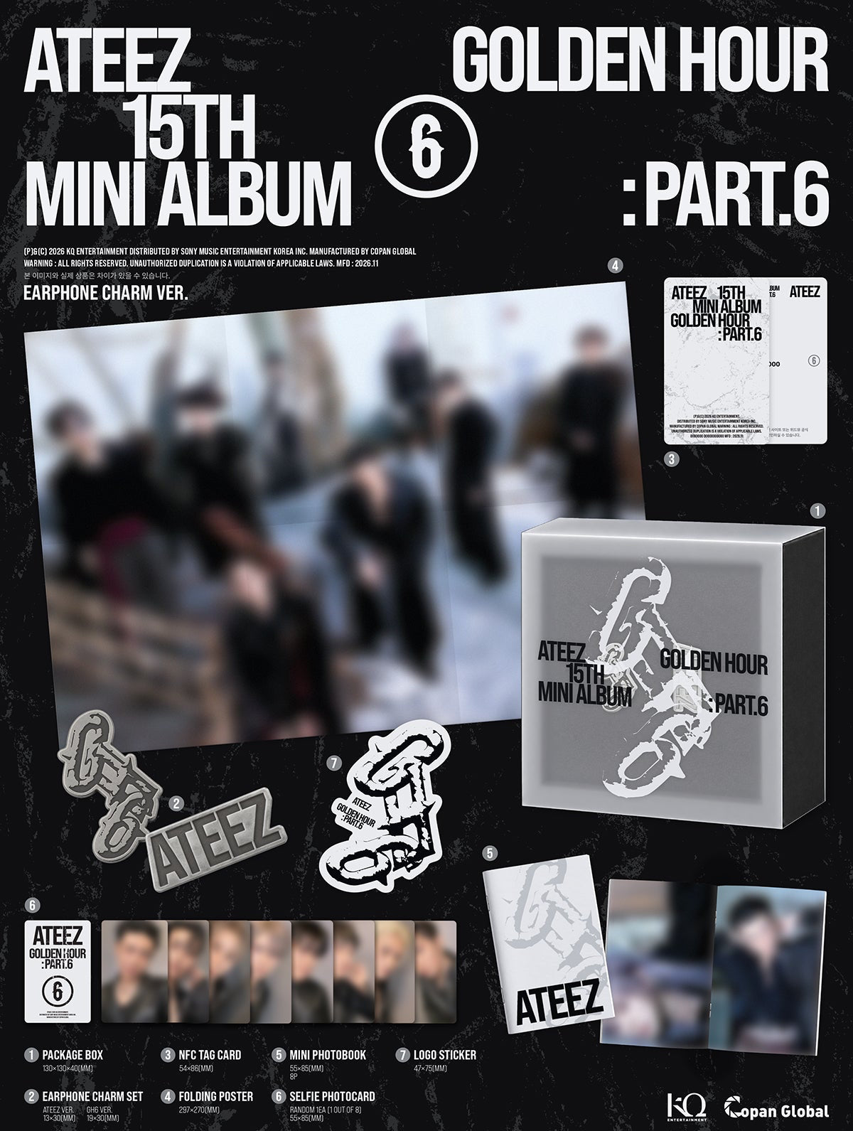 ATEEZ - GOLDEN HOUR : PART 6 EARPHONE CHARM Ver