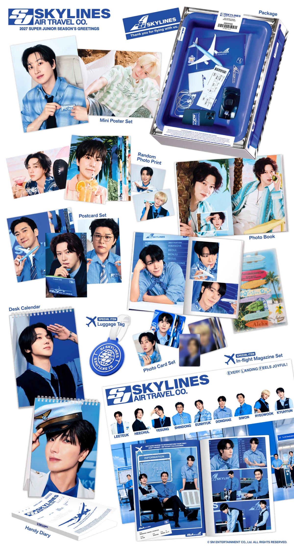 SUPER JUNIOR - SJ SKYLINES AIR TRAVEL Co 2027 Season's Greetings + POB or Wall Calendar