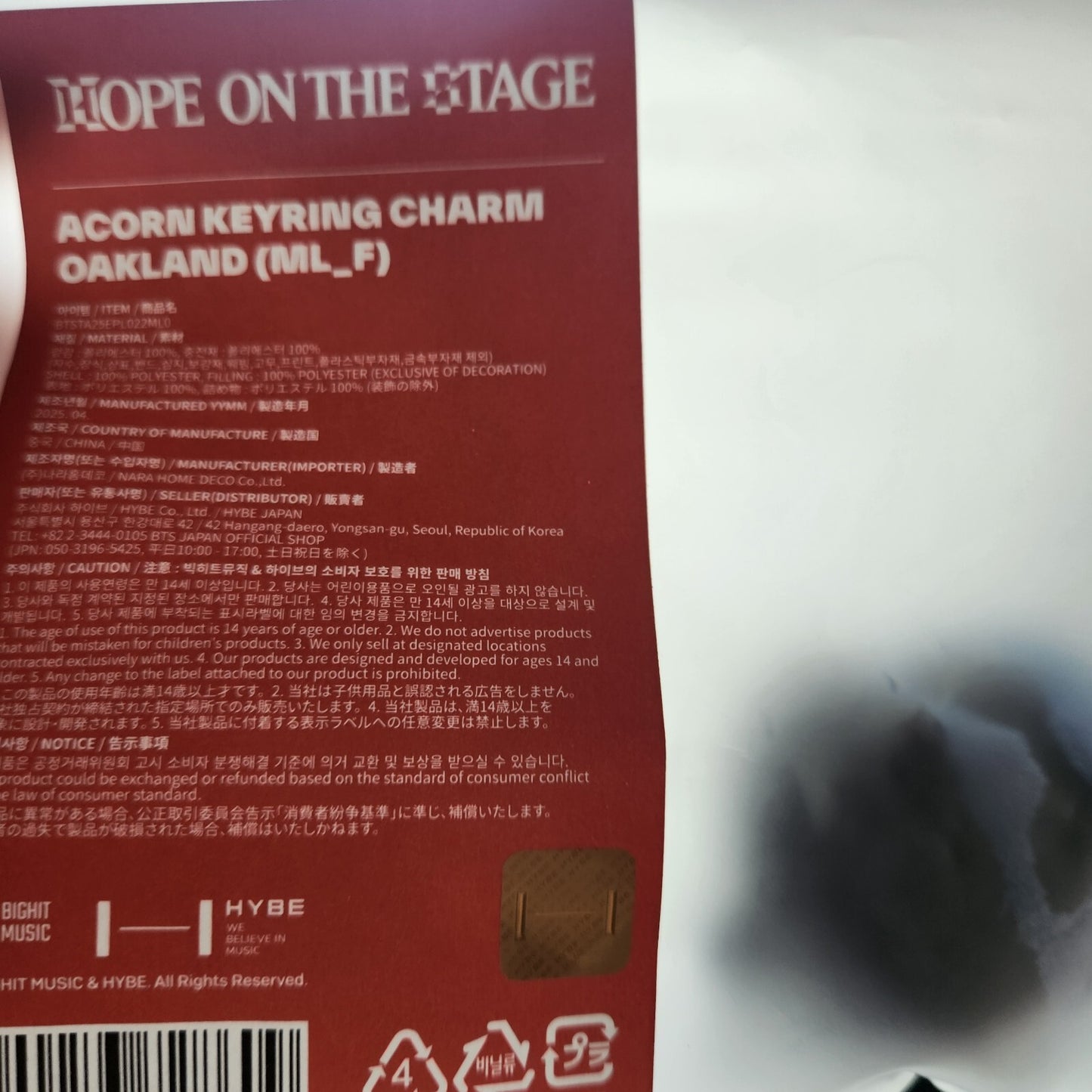 BTS J-HOPE Exhibition AND WHAT? Official A-Corn Charm Keyring