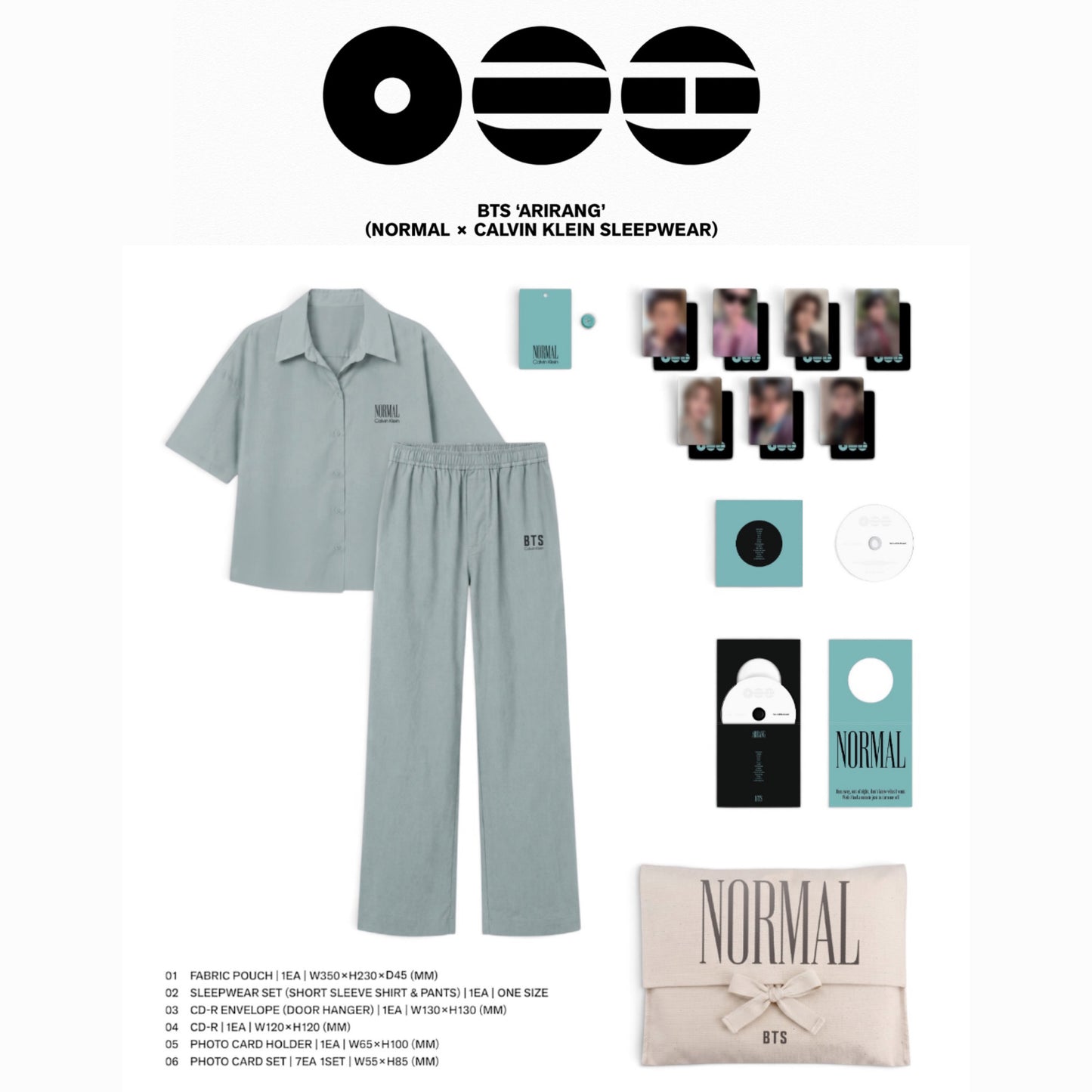BTS ARIRANG NORMAL X CALVIN KLEN Sleepwear (Pre-Order October, 2026)