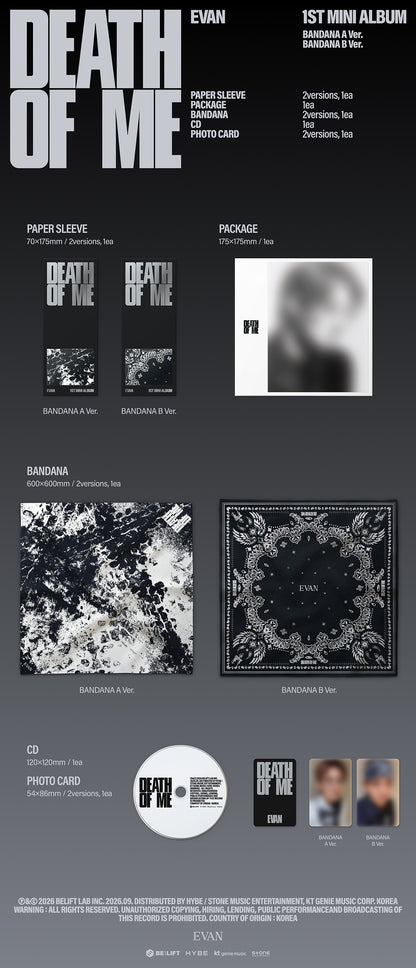 EVAN - DEATH OF ME 1st Mini Album BANDANA Ver
