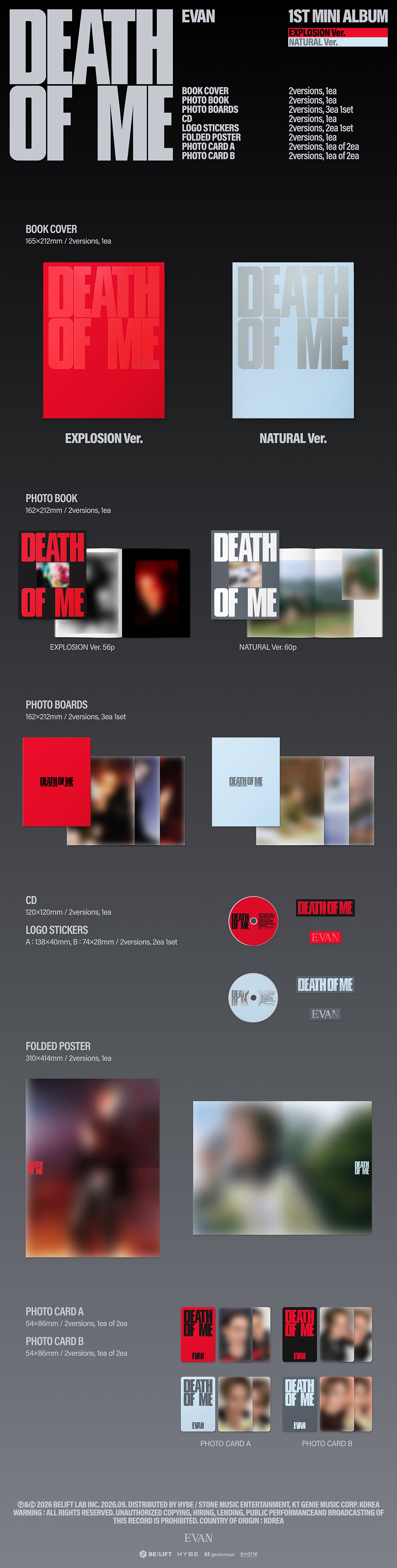EVAN - DEATH OF ME 1st Mini Album