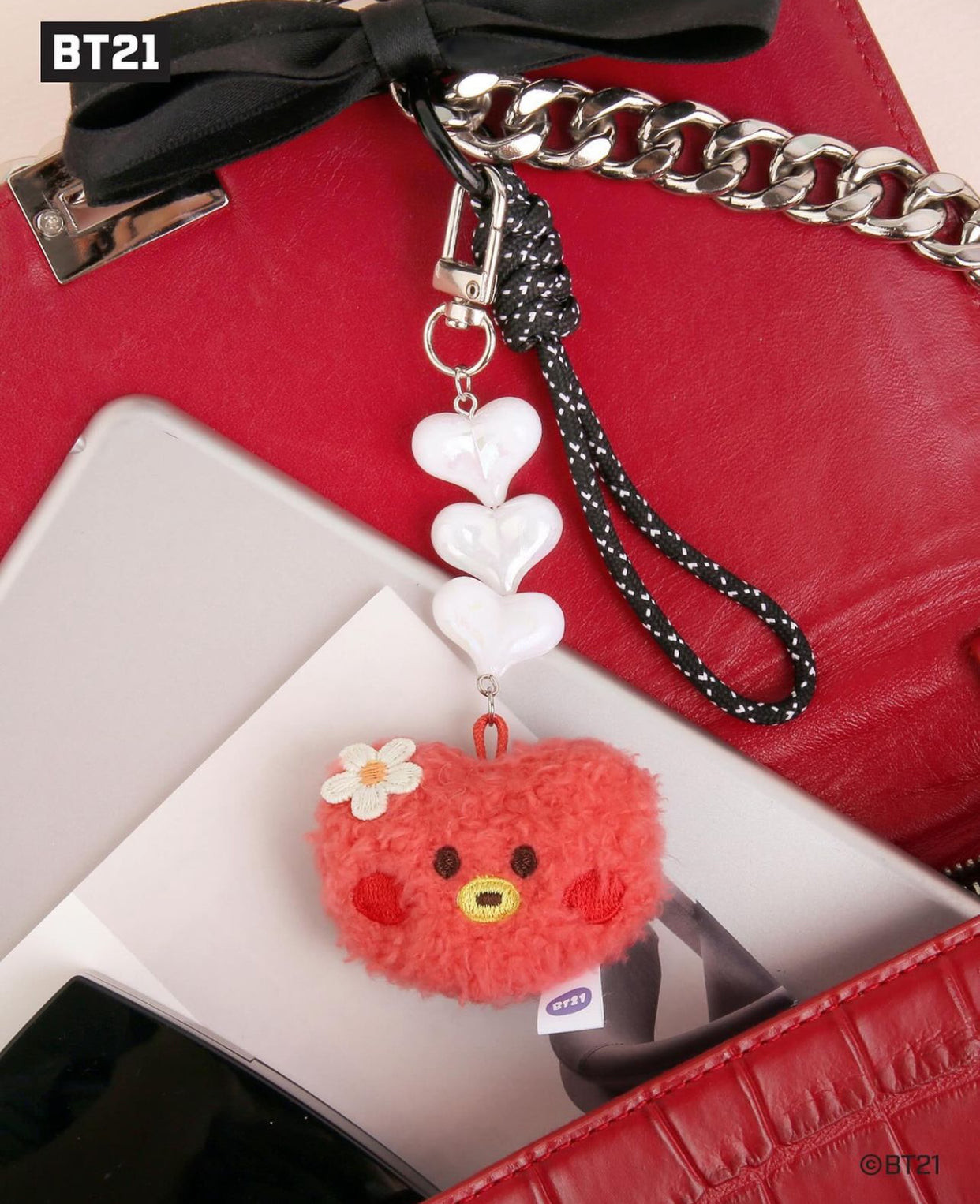 BT21 Minini Official Beads Plush Face Keyring