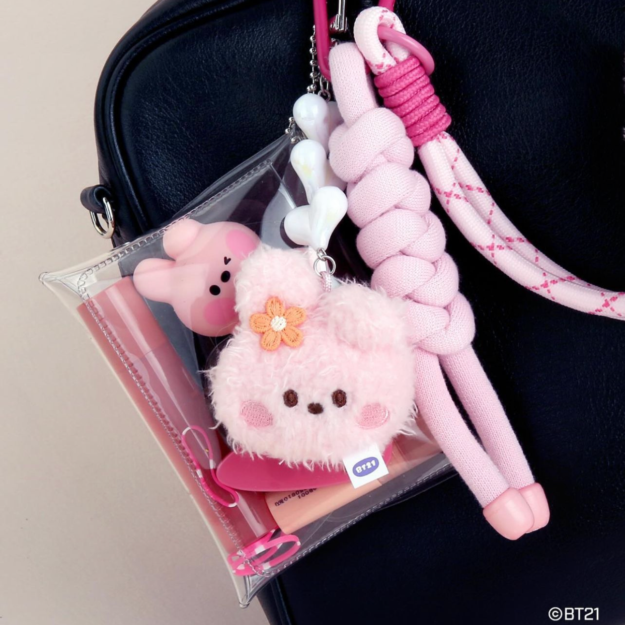 BT21 Minini Official Beads Plush Face Keyring