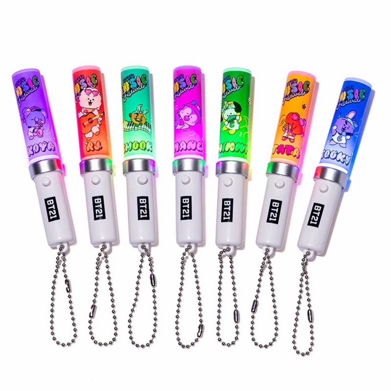 BT21 JAPAN Official Music Festival Plush Doll with Mini Light Stick Keyring