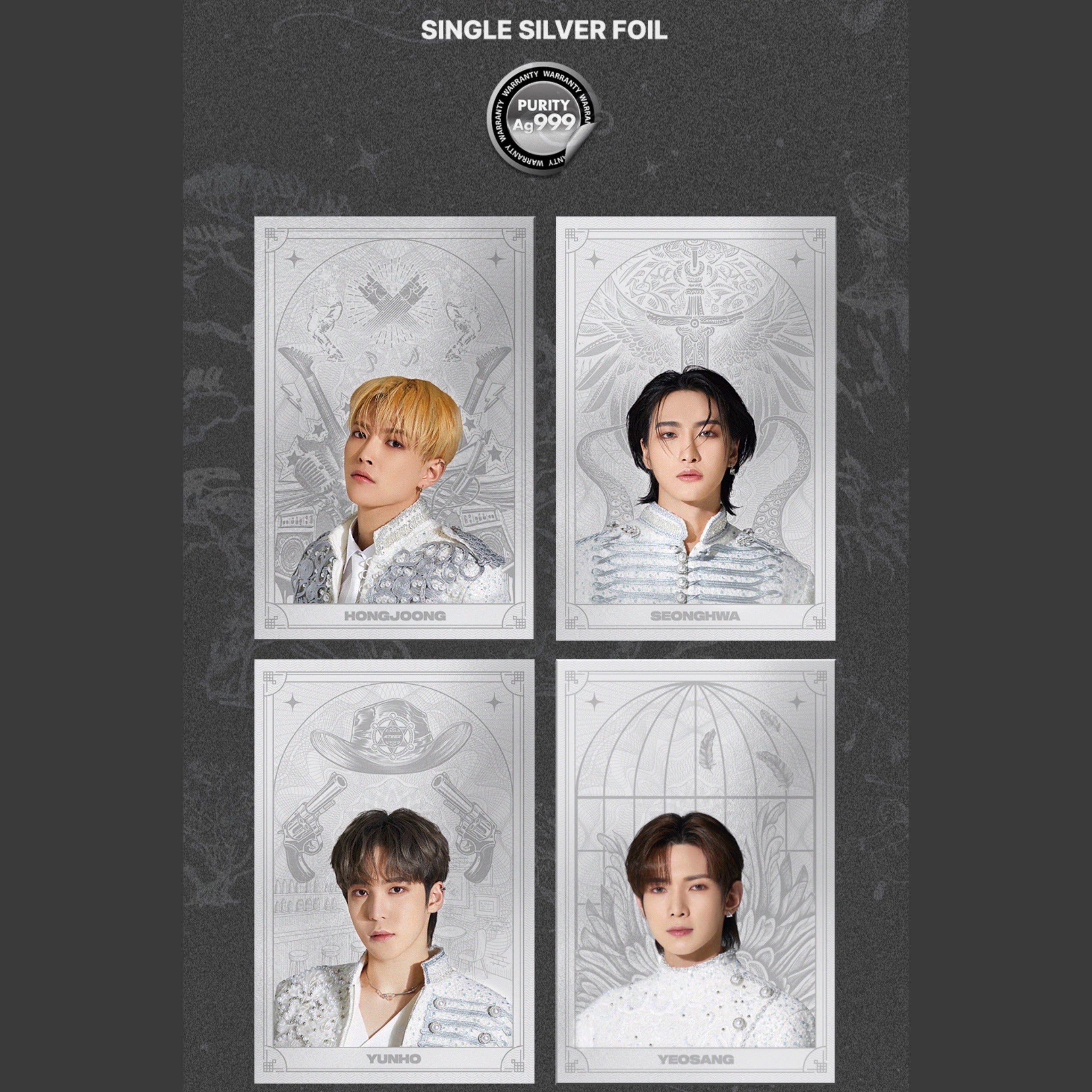 ATEEZ SILVER FOIL ホンジュン ver. (トレカ無し) ATEEZ Towards The Light : Will To Power Silver Foil MD Single Pack