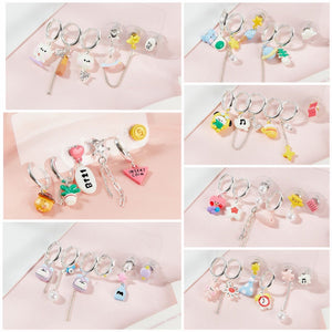 BT21 x SANFU Official 925 Silver Pin Ear Bone Stud Set Lucky Day Ver