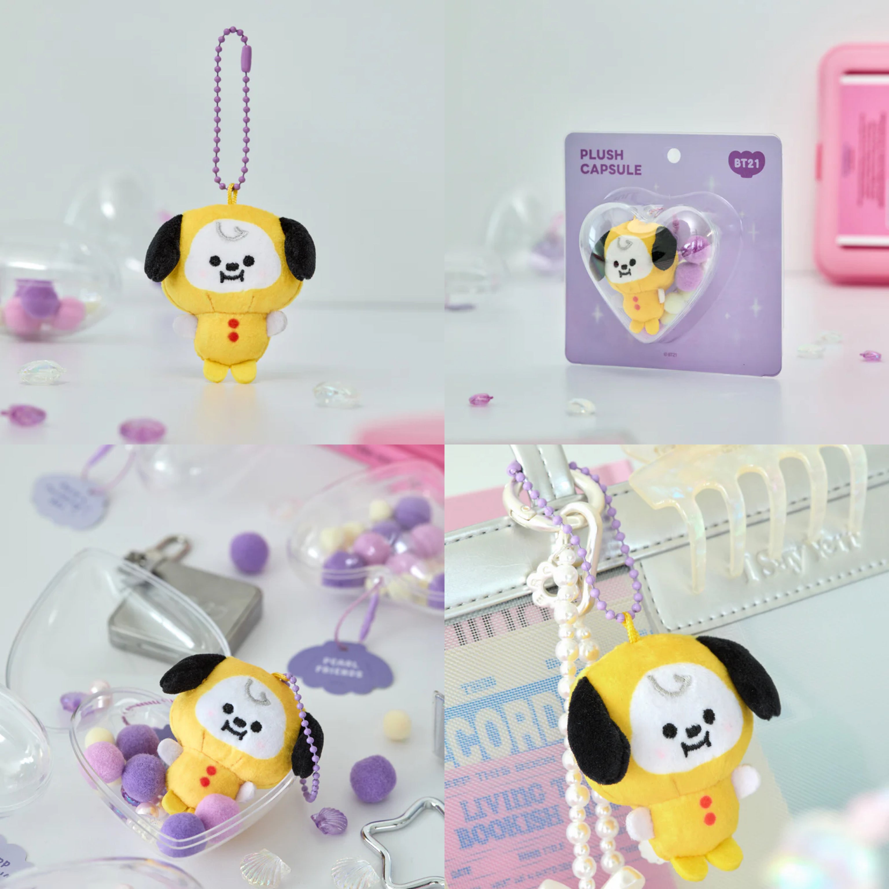 BT21 BABY JAPAN Official PEARL Plush Heart Case Keyring – K-STAR