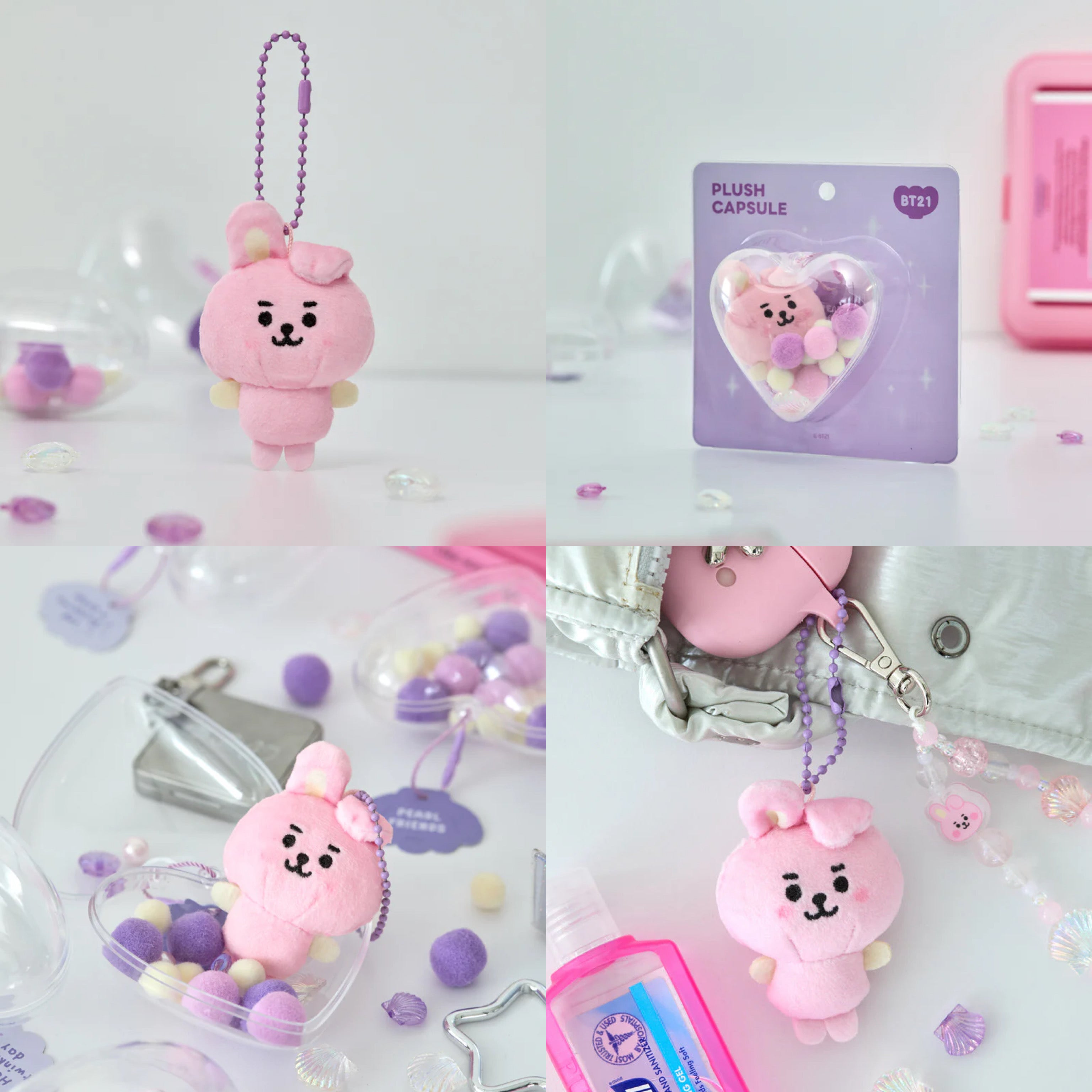 BT21 BABY JAPAN Official PEARL Plush Heart Case Keyring – K-STAR