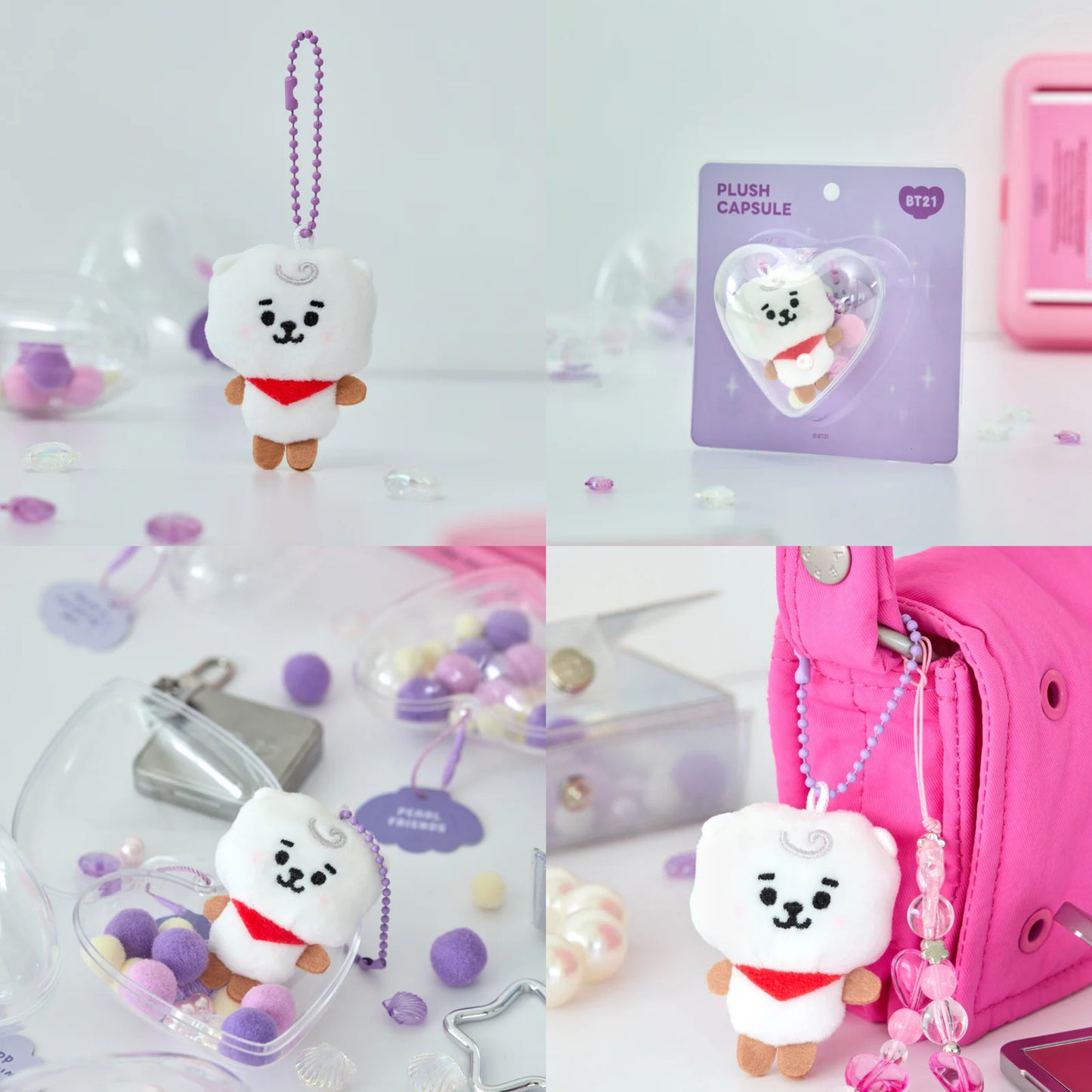 BT21 BABY JAPAN Official PEARL Plush Heart Case Keyring
