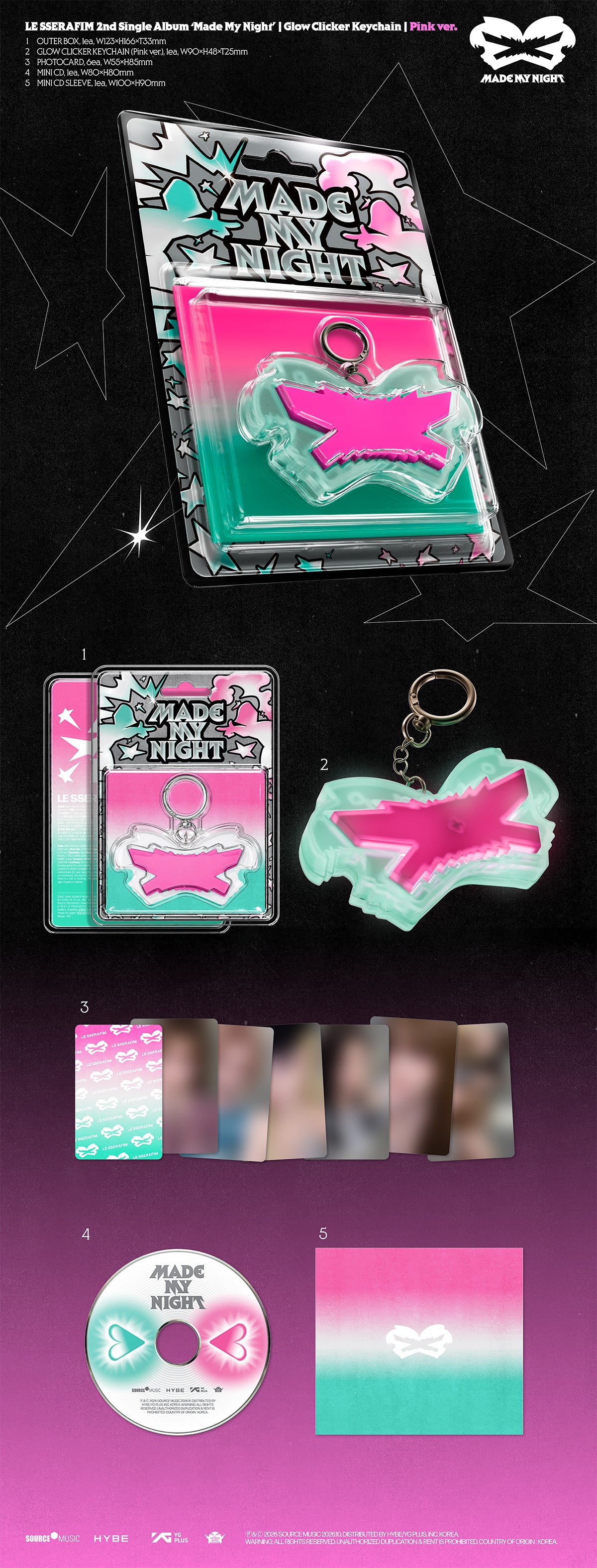 LE SSERAFIM - MADE MY NIGHT 2nd Single Album GLOW CLICKER Ver