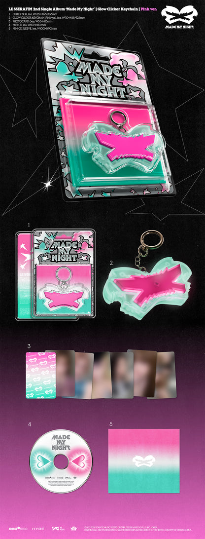 LE SSERAFIM - MADE MY NIGHT 2nd Single Album GLOW CLICKER Ver