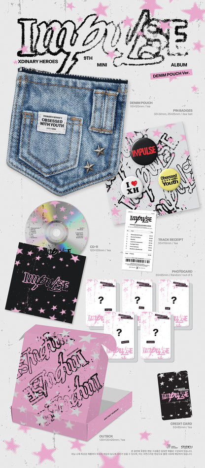 XDINARY HEROES - IMPULSE 9th Mini Album DENIM POUCH Ver