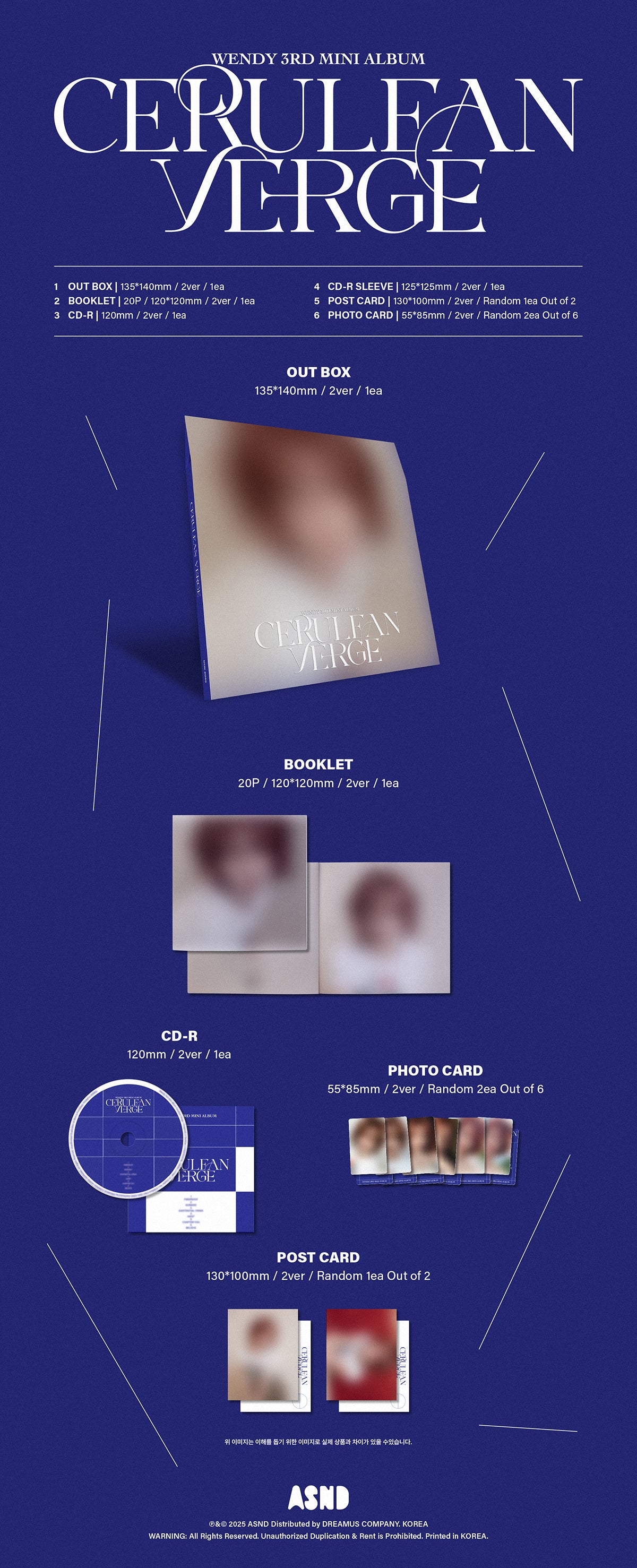 RED VELVET WENDY - CERULEAN VERGE 3rd Mini Album DIGIPACK Ver